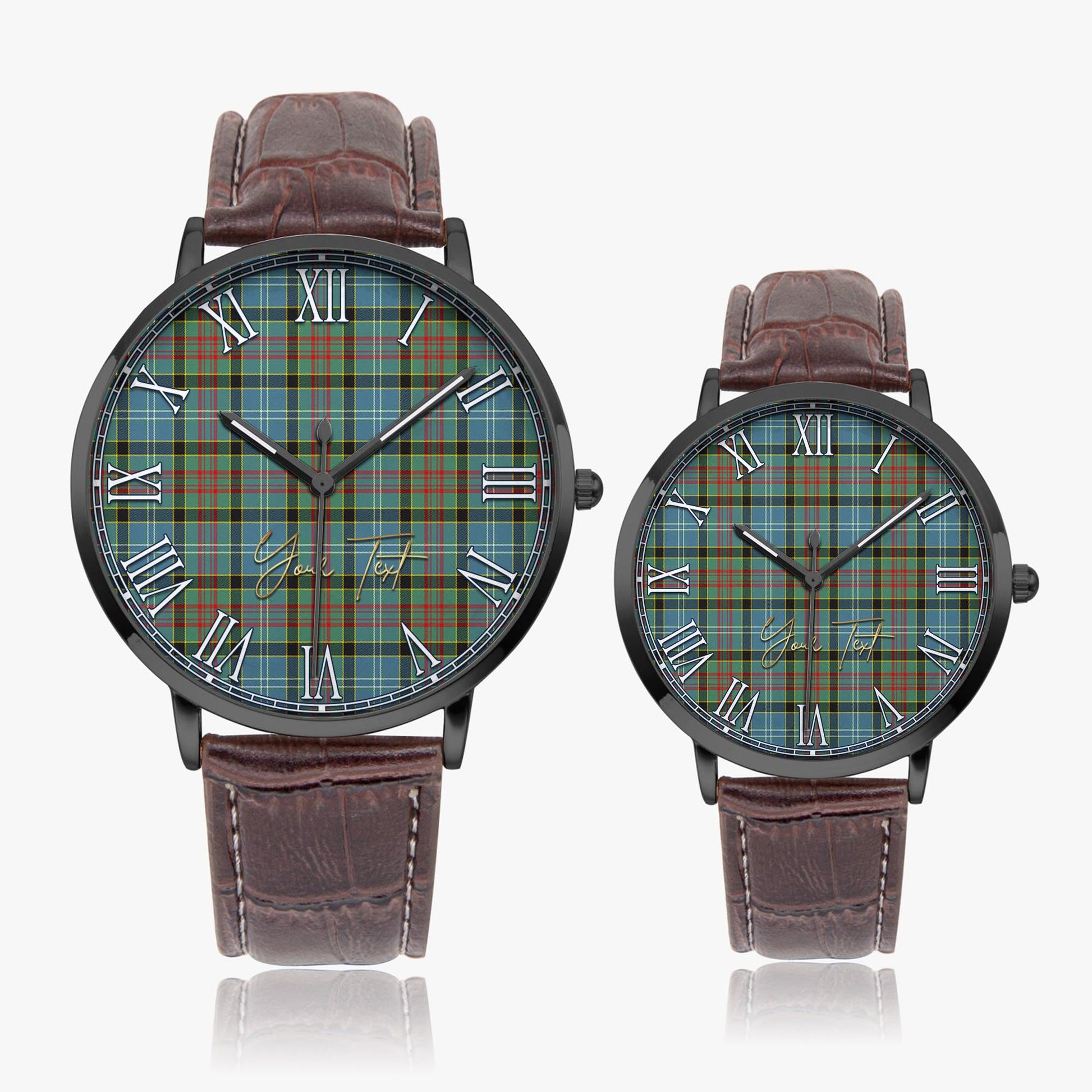 Walkinshaw Tartan Personalized Your Text Leather Trap Quartz Watch - Tartan Vibes Clothing