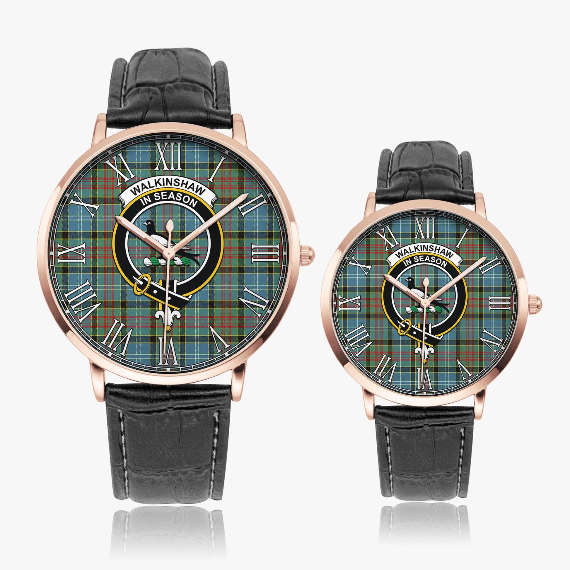 Walkinshaw Tartan Family Crest Leather Strap Quartz Watch - Tartan Vibes Clothing