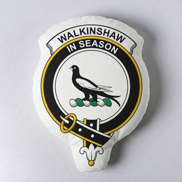 Walkinshaw Clan Crest Shaped Throw Pillow, Scottish Clan Badge Decorative Pillow