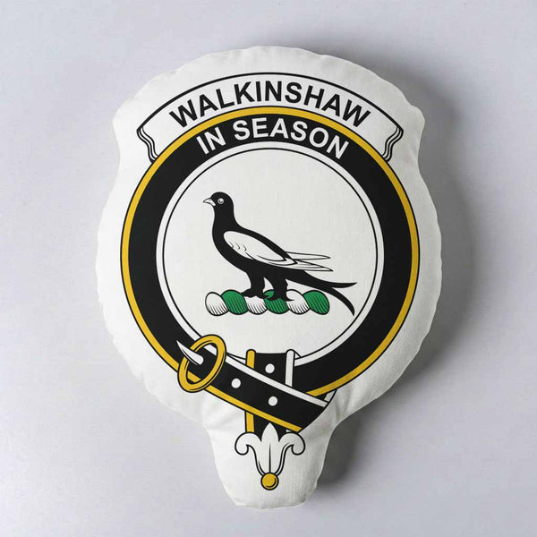Walkinshaw Clan Crest Shaped Throw Pillow, Scottish Clan Badge Decorative Pillow