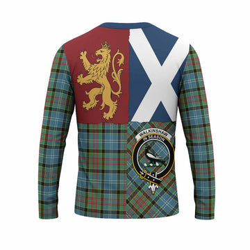 Walkinshaw Crest Tartan Long Sleeve T-Shirt with Lion Rampant Saltire Style