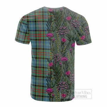 Walkinshaw Family Crest Tartan Cotton T-shirt Scottish Thistle Flower Pattern Half Style