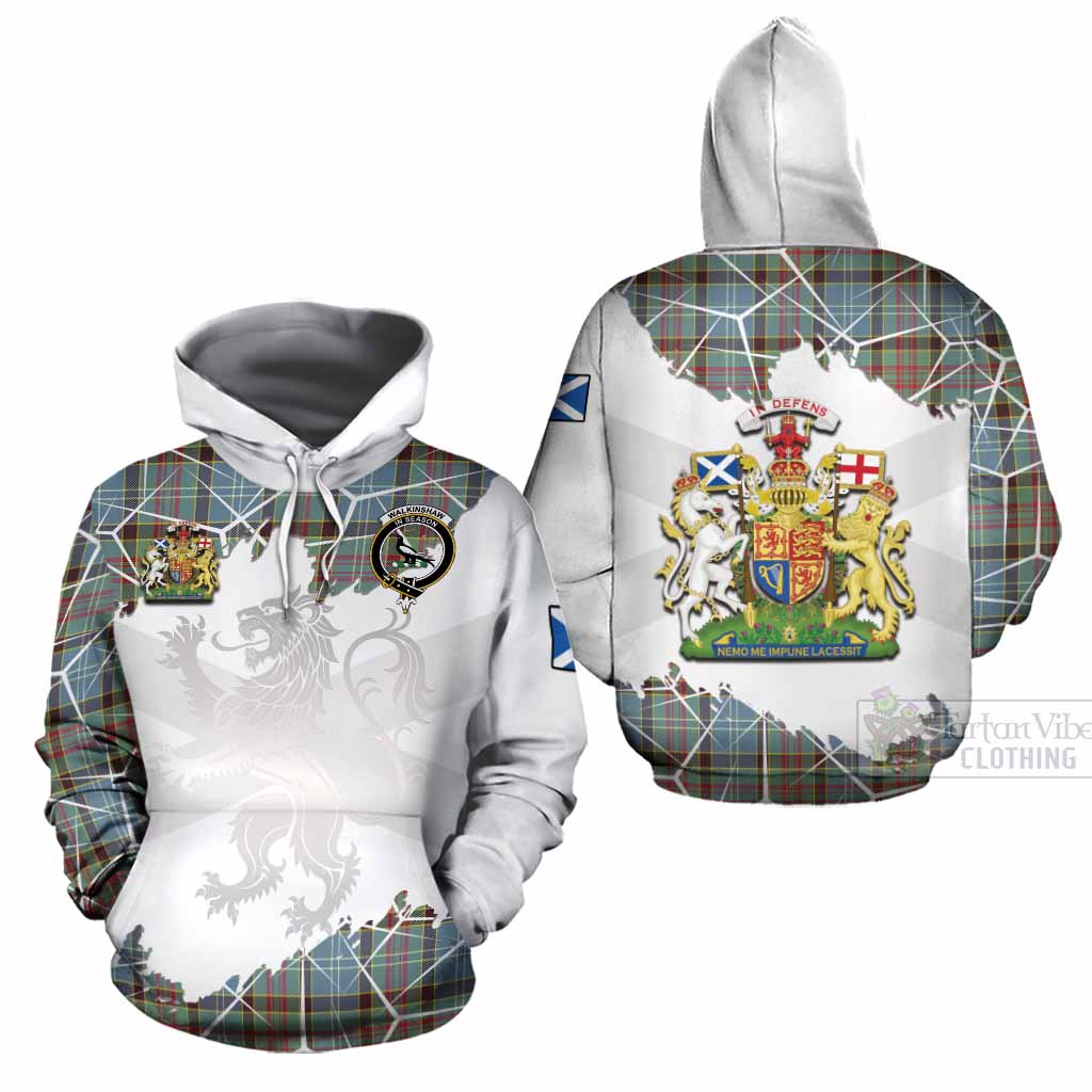 Walkinshaw Tartan Cotton Hoodie with Family Crest and Lion Rampant Grunge Style