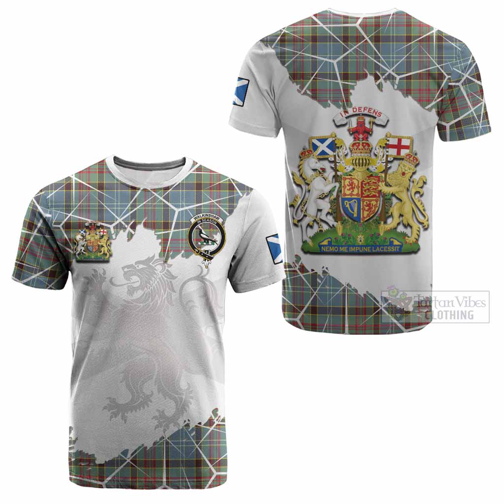 Walkinshaw Tartan Cotton T-shirt with Family Crest and Lion Rampant Grunge Style
