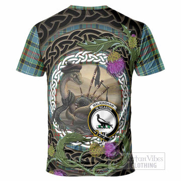 Walkinshaw Tartan Crest Bagpipe Nessie T-Shirt Scottish Loch Ness Monster Celtic Thistle