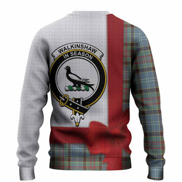 Walkinshaw Tartan Crest Christmas Christmas Ugly Sweater Highland Cow Bagpipes Coquette Bow Style