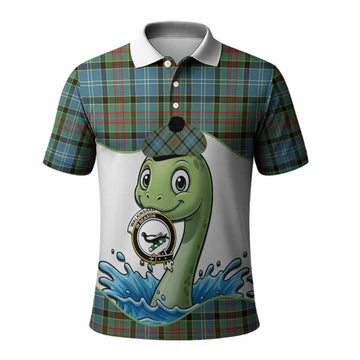 Walkinshaw Tartan Crest Cute Nessie Polo Shirt Scottish Loch Ness Monster