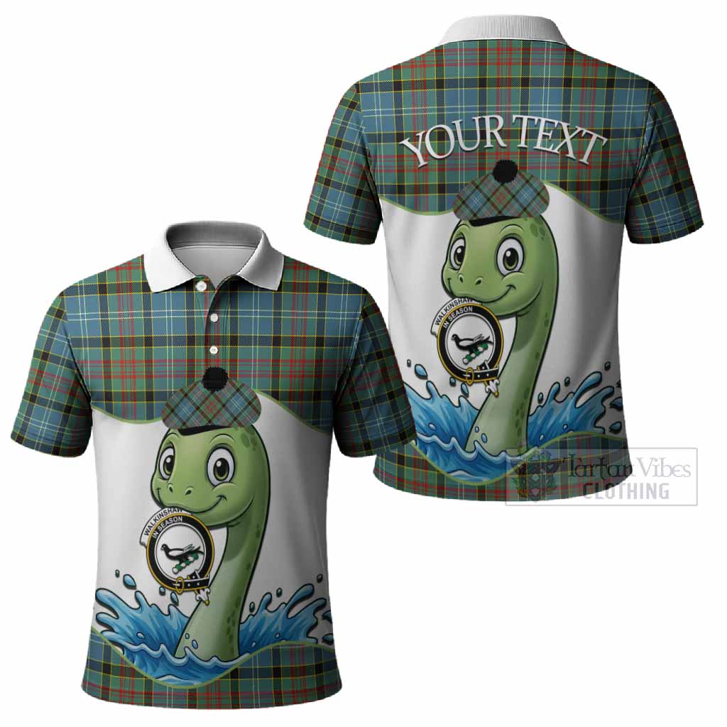 Walkinshaw Tartan Crest Cute Nessie Polo Shirt Scottish Loch Ness Monster