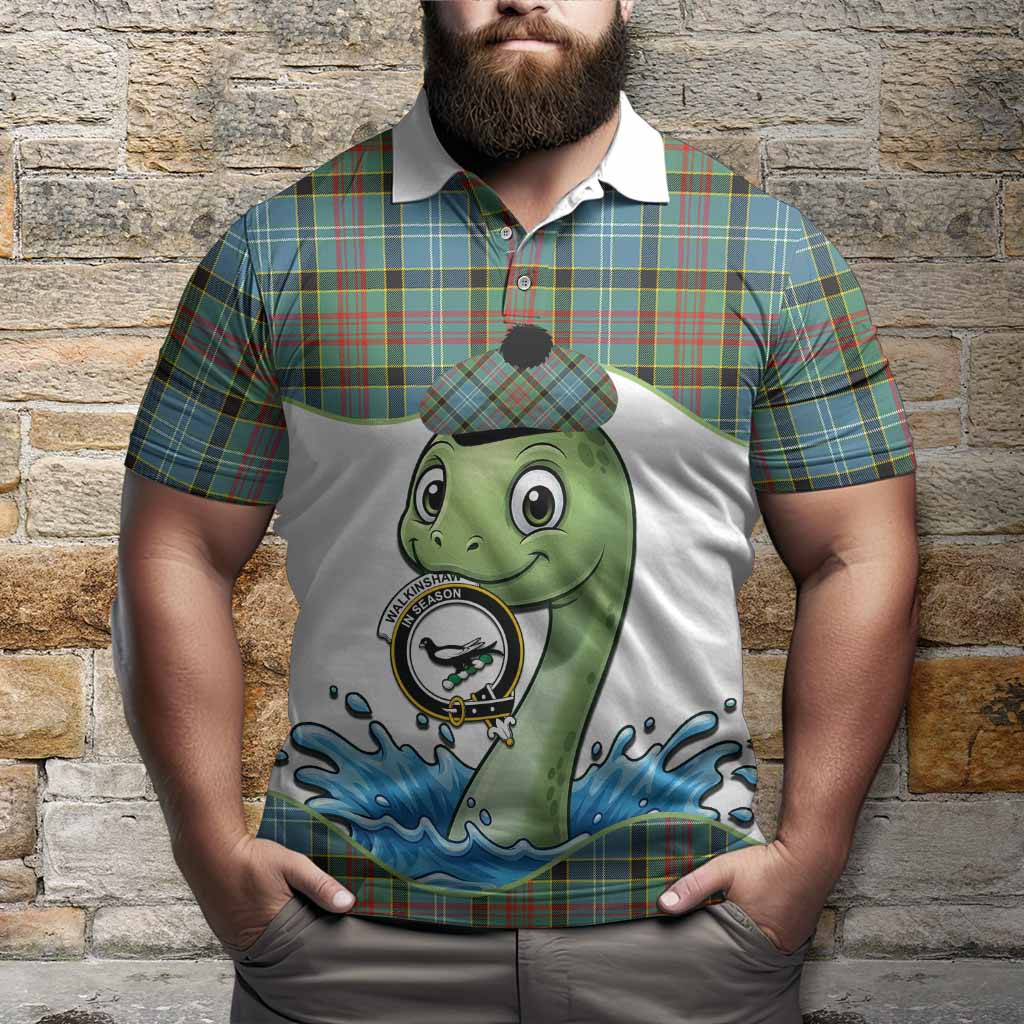 Walkinshaw Tartan Crest Cute Nessie Polo Shirt Scottish Loch Ness Monster