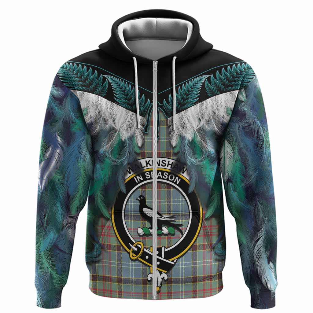 Walkinshaw Tartan Crest Hoodie New Zealand Maori Korowai Cloak