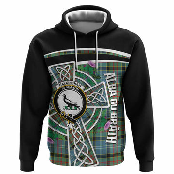 Walkinshaw Tartan Crest Hoodie Scottish Thistle Celtic Cross Alba Gu Brath
