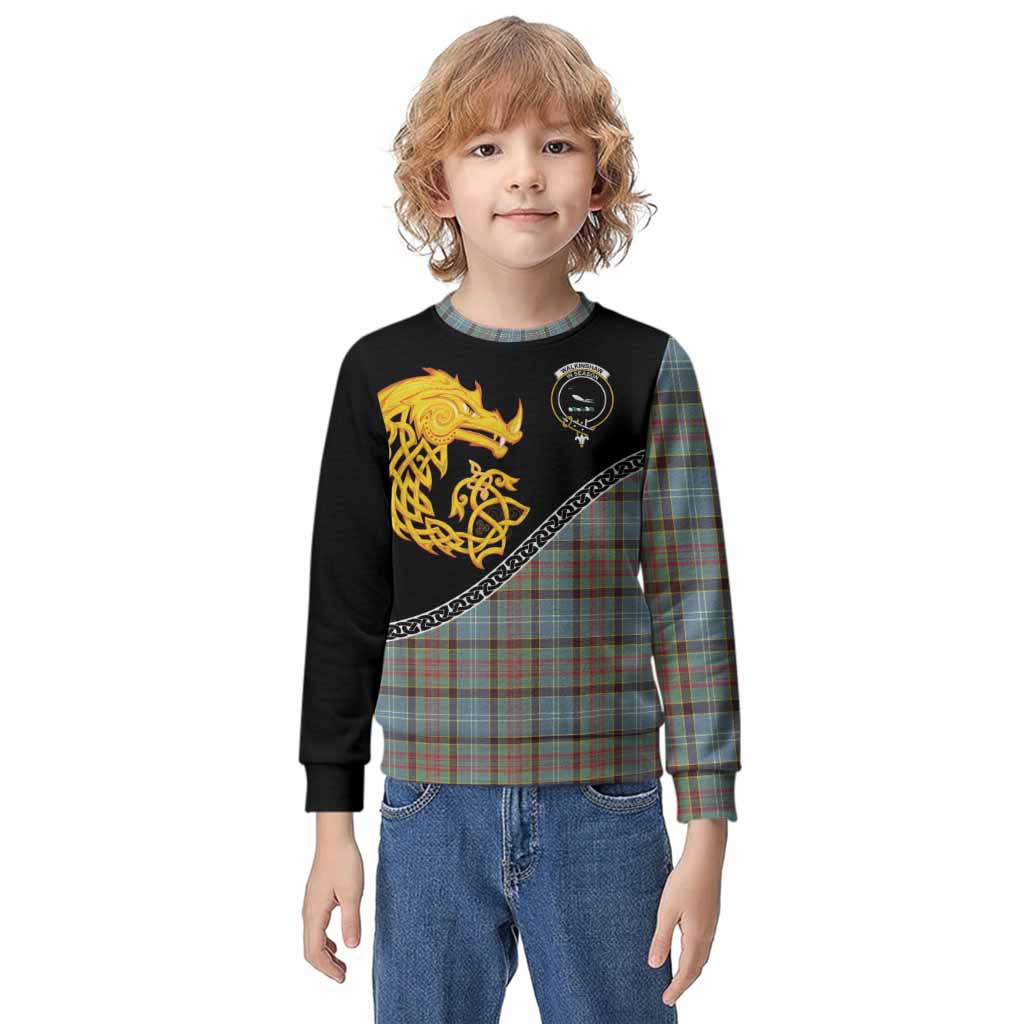Walkinshaw Tartan Crest Kid Knitted Sweatshirt Legendary Dragon Knot Half Style