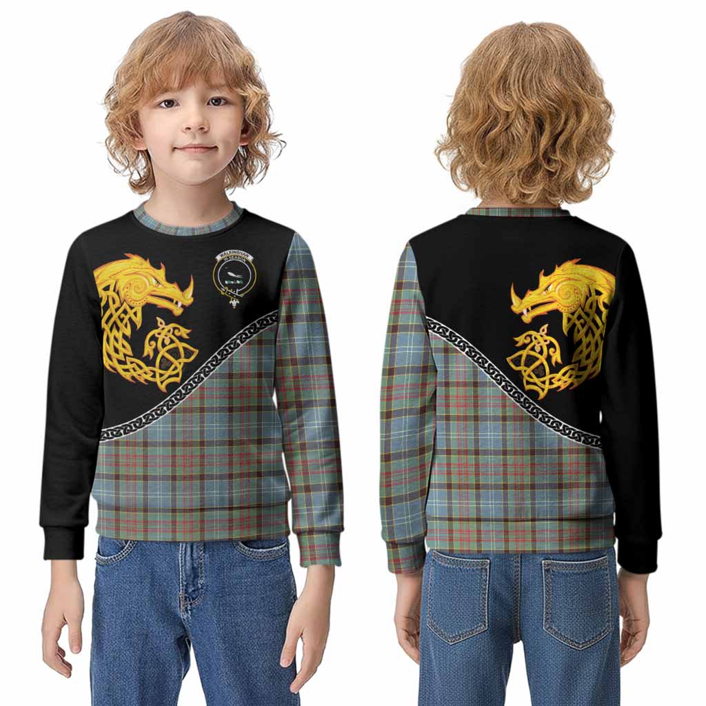 Walkinshaw Tartan Crest Kid Knitted Sweatshirt Legendary Dragon Knot Half Style