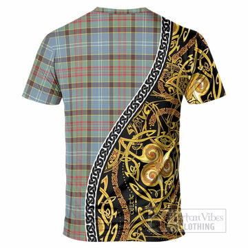 Walkinshaw Tartan Crest T-Shirt Celtic Knot and Triple Trickle Spiral Symbols