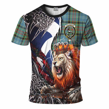 Walkinshaw Tartan Crest T-Shirt Heritage Flag Grunge Celtic Knot and Lion Rampant