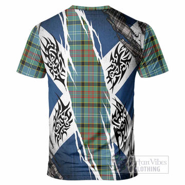 Walkinshaw Tartan Crest T-Shirt Scotland Flag Ripped Tribal Design