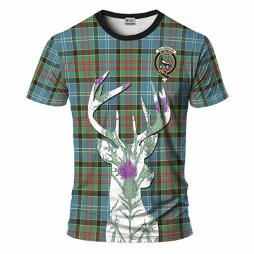 Walkinshaw Tartan Crest T-Shirt Scottish Stag Thistle Floral Art