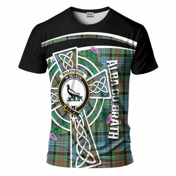 Walkinshaw Tartan Crest T-Shirt Scottish Thistle Celtic Cross Alba Gu Brath