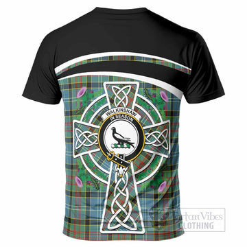 Walkinshaw Tartan Crest T-Shirt Scottish Thistle Celtic Cross Alba Gu Brath