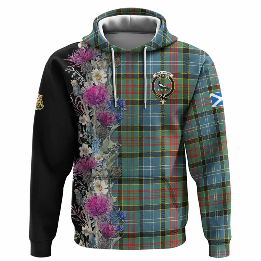 Walkinshaw Tartan Crest Thistle Floral Hoodie