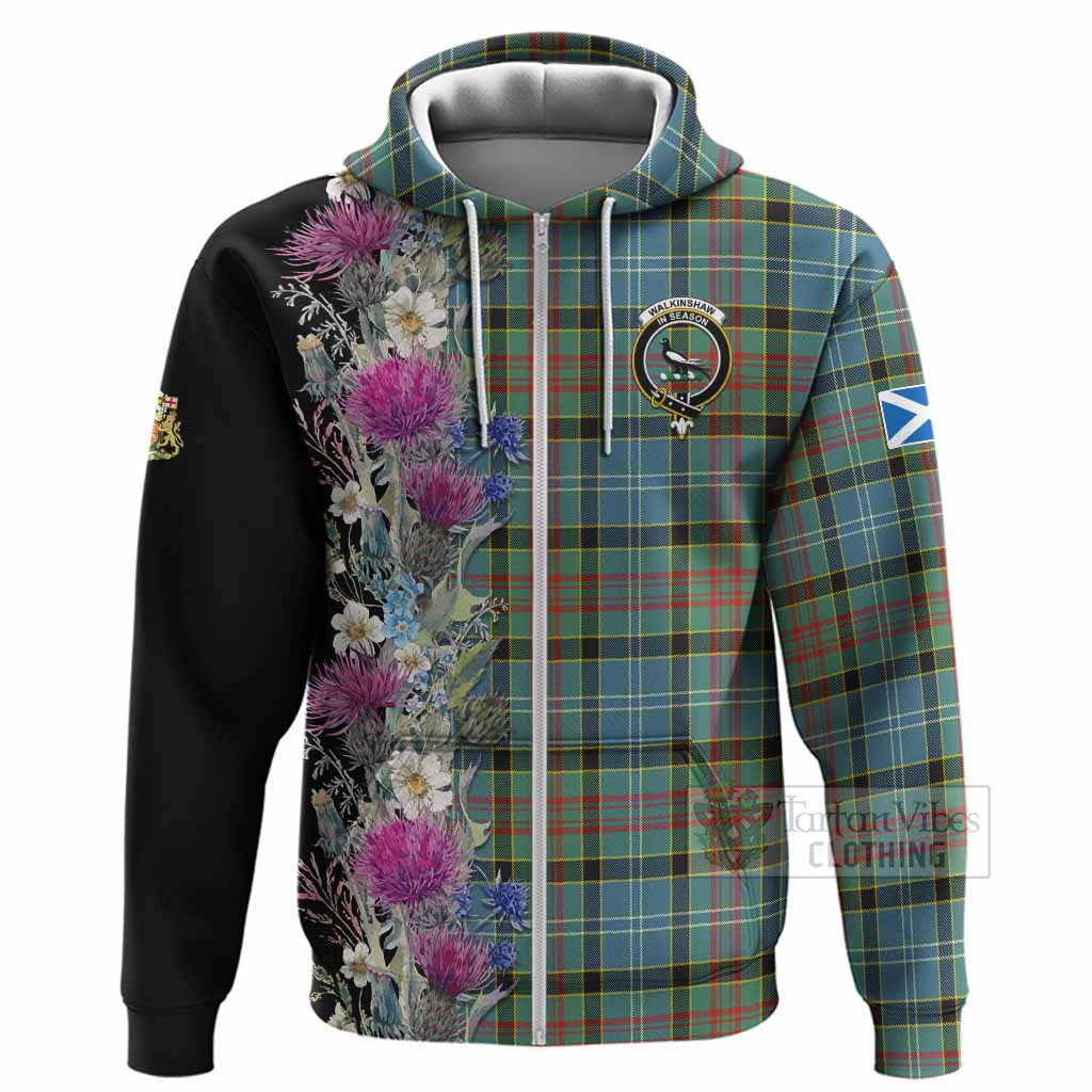 Walkinshaw Tartan Crest Thistle Floral Hoodie