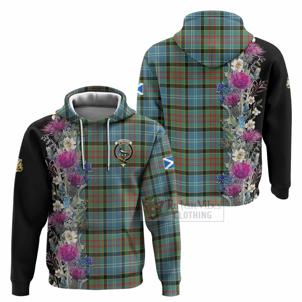Walkinshaw Tartan Crest Thistle Floral Hoodie