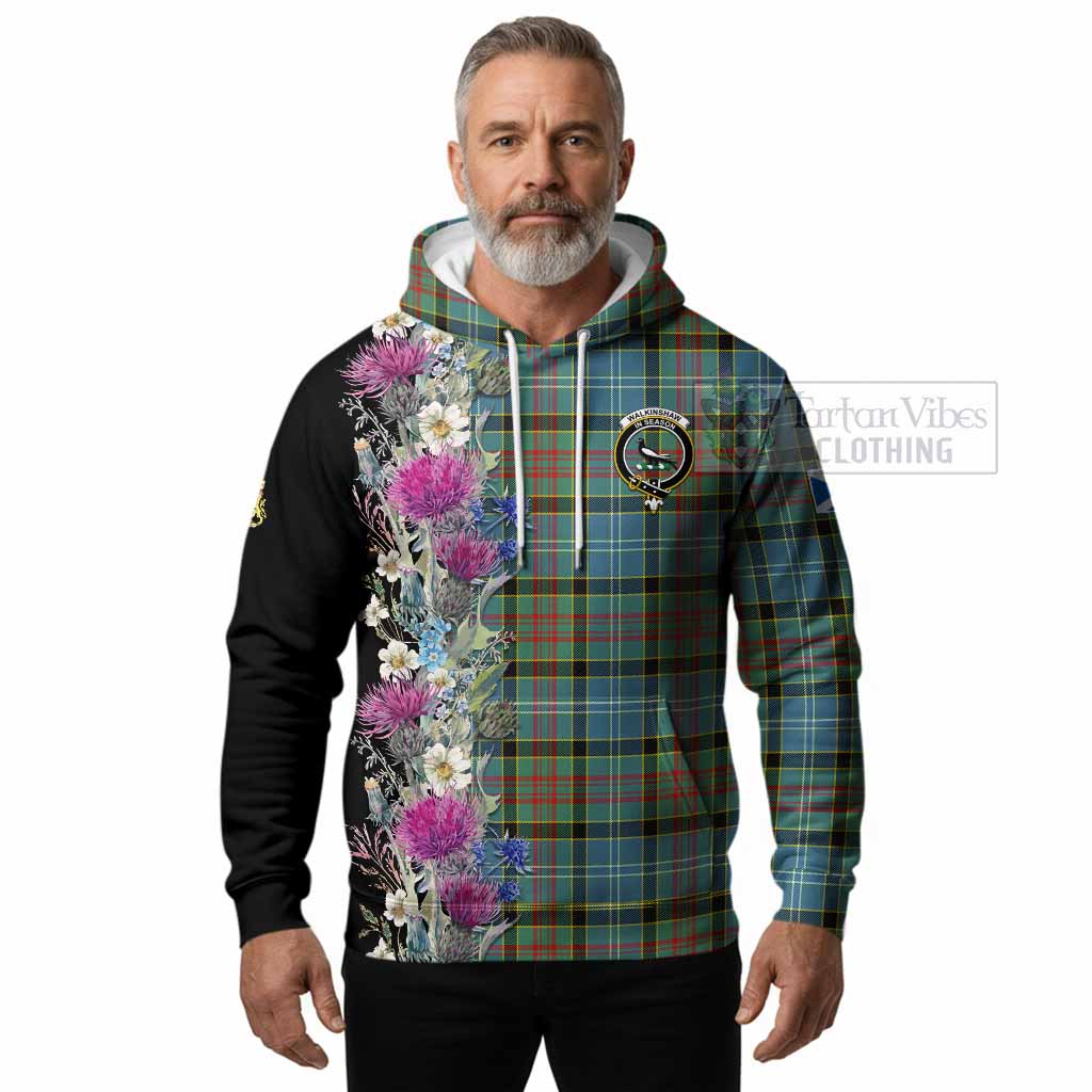 Walkinshaw Tartan Crest Thistle Floral Hoodie