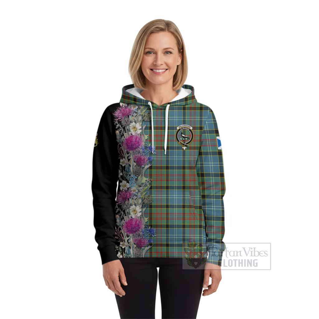 Walkinshaw Tartan Crest Thistle Floral Hoodie