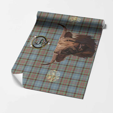 Walkinshaw Tartan Crest Wrapping Paper Scotland Heilan Coo Tartan Seamless Style