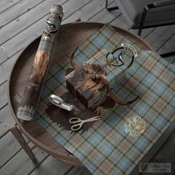 Walkinshaw Tartan Crest Wrapping Paper Scotland Heilan Coo Tartan Seamless Style