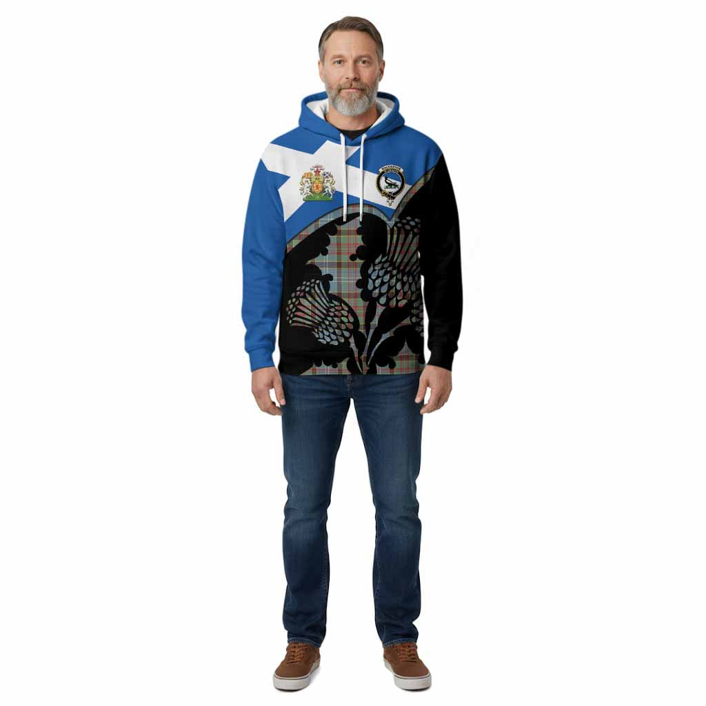 Walkinshaw Tartan Family Crest Cotton Hoodie Scotland Thistle Floral Flag Style