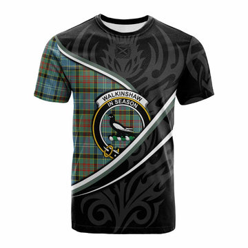 Walkinshaw Tartan Family Crest Cotton T-shirt Celtic Scottish Thistle Floral