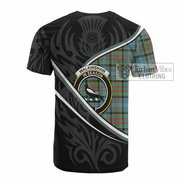 Walkinshaw Tartan Family Crest Cotton T-shirt Celtic Scottish Thistle Floral