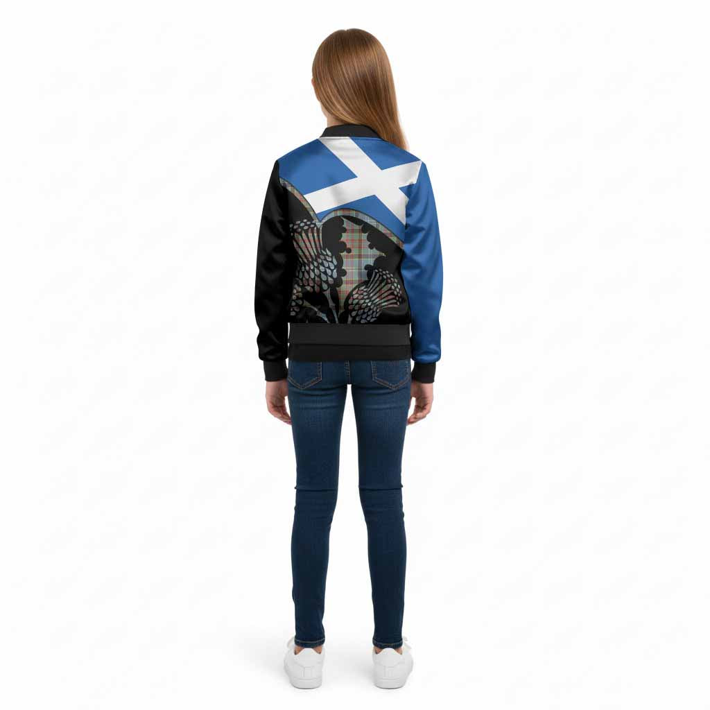 Walkinshaw Tartan Family Crest Kid Bomber Jacket Scotland Thistle Floral Flag Style