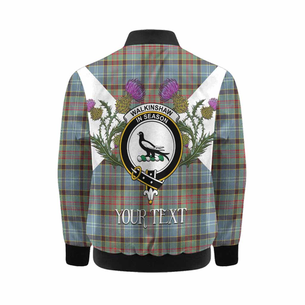 Walkinshaw Tartan Family Crest Kid Bomber Jacket Scottish Burns Night Thistle Floral