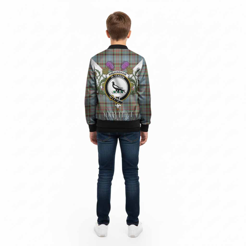 Walkinshaw Tartan Family Crest Kid Bomber Jacket Scottish Burns Night Thistle Floral