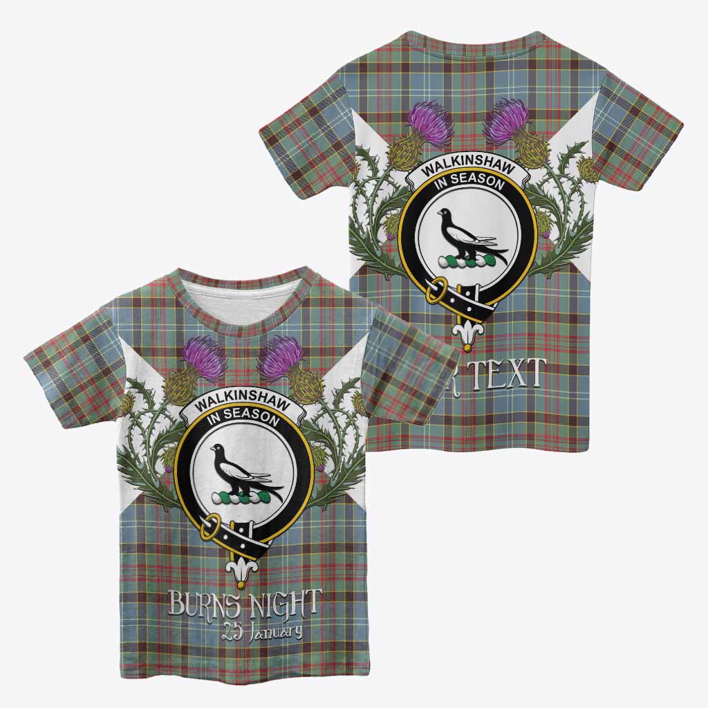 Walkinshaw Tartan Family Crest Kid T-shirt Scottish Burns Night Thistle Floral