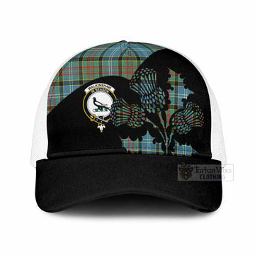 Walkinshaw Tartan Family Crest Mesh Trucker Cap Scotland Thistle Floral Flag Style