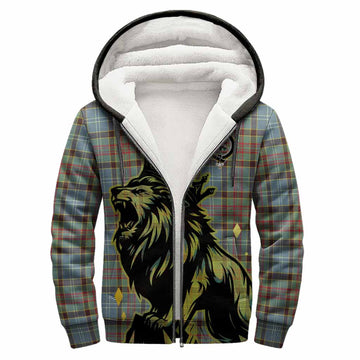 Walkinshaw Tartan Family Crest Sherpa Hoodie Crowned Lion Roaring