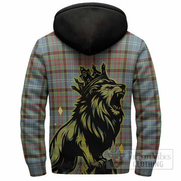 Walkinshaw Tartan Family Crest Sherpa Hoodie Crowned Lion Roaring