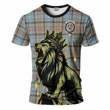 Walkinshaw Tartan Family Crest T-Shirt Crowned Lion Roaring