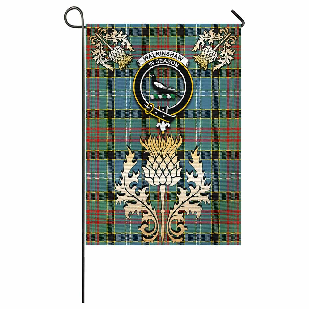 Walkinshaw Tartan Garden Flag with Golden Regal Scottish Thistle Emblem - Tartan Vibes Clothing