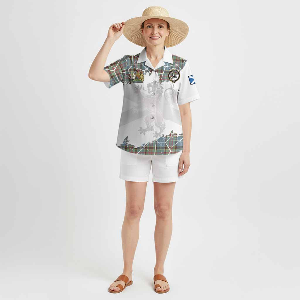 Walkinshaw Tartan Hawaiian Shirt with Family Crest and Lion Rampant Grunge Style