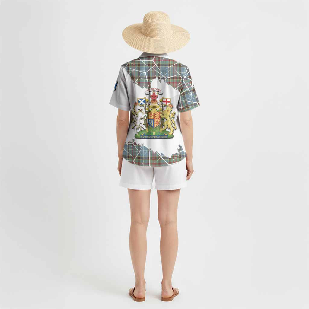 Walkinshaw Tartan Hawaiian Shirt with Family Crest and Lion Rampant Grunge Style