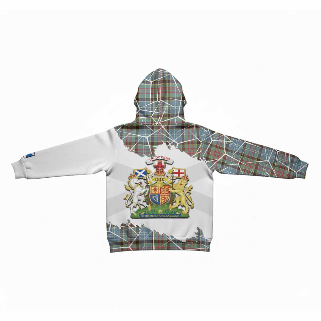 Walkinshaw Tartan Kid Hoodie with Family Crest and Lion Rampant Grunge Style