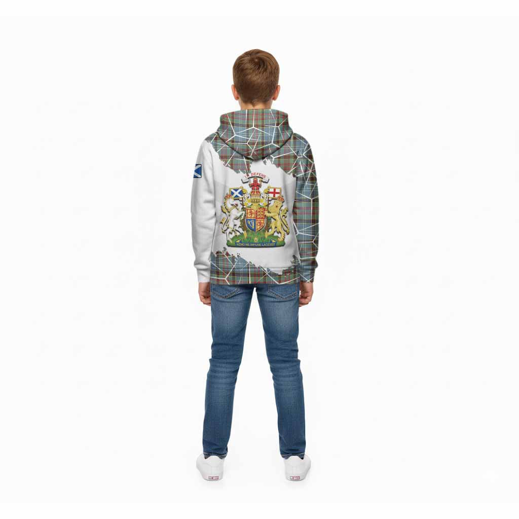 Walkinshaw Tartan Kid Hoodie with Family Crest and Lion Rampant Grunge Style