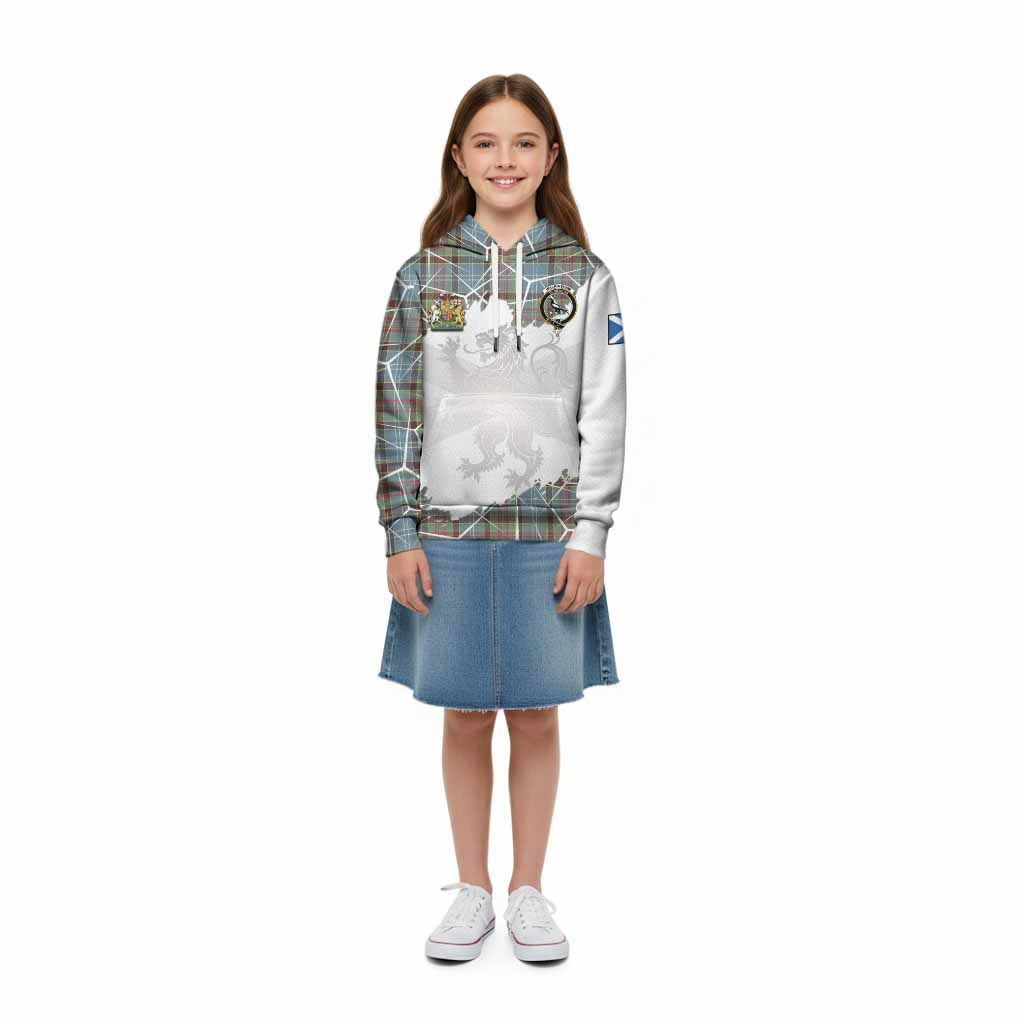Walkinshaw Tartan Kid Hoodie with Family Crest and Lion Rampant Grunge Style