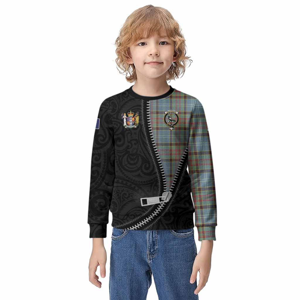 Walkinshaw Tartan Kid Knitted Sweatshirt New Zealand Pattern Unique Zipper Stylized