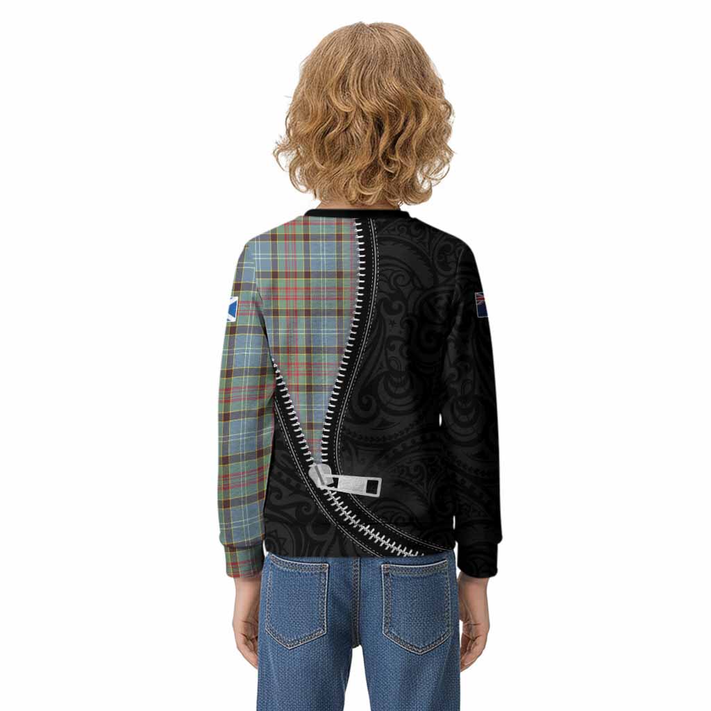 Walkinshaw Tartan Kid Knitted Sweatshirt New Zealand Pattern Unique Zipper Stylized
