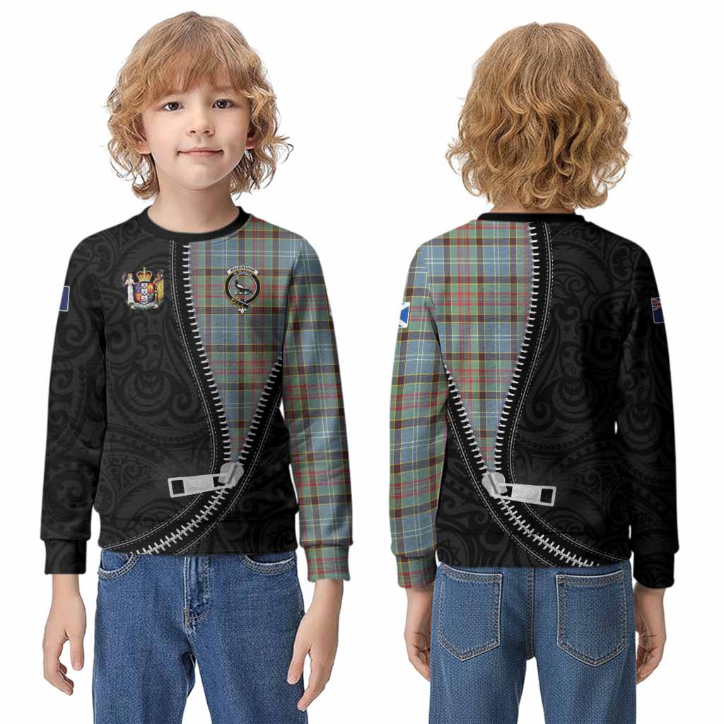 Walkinshaw Tartan Kid Knitted Sweatshirt New Zealand Pattern Unique Zipper Stylized